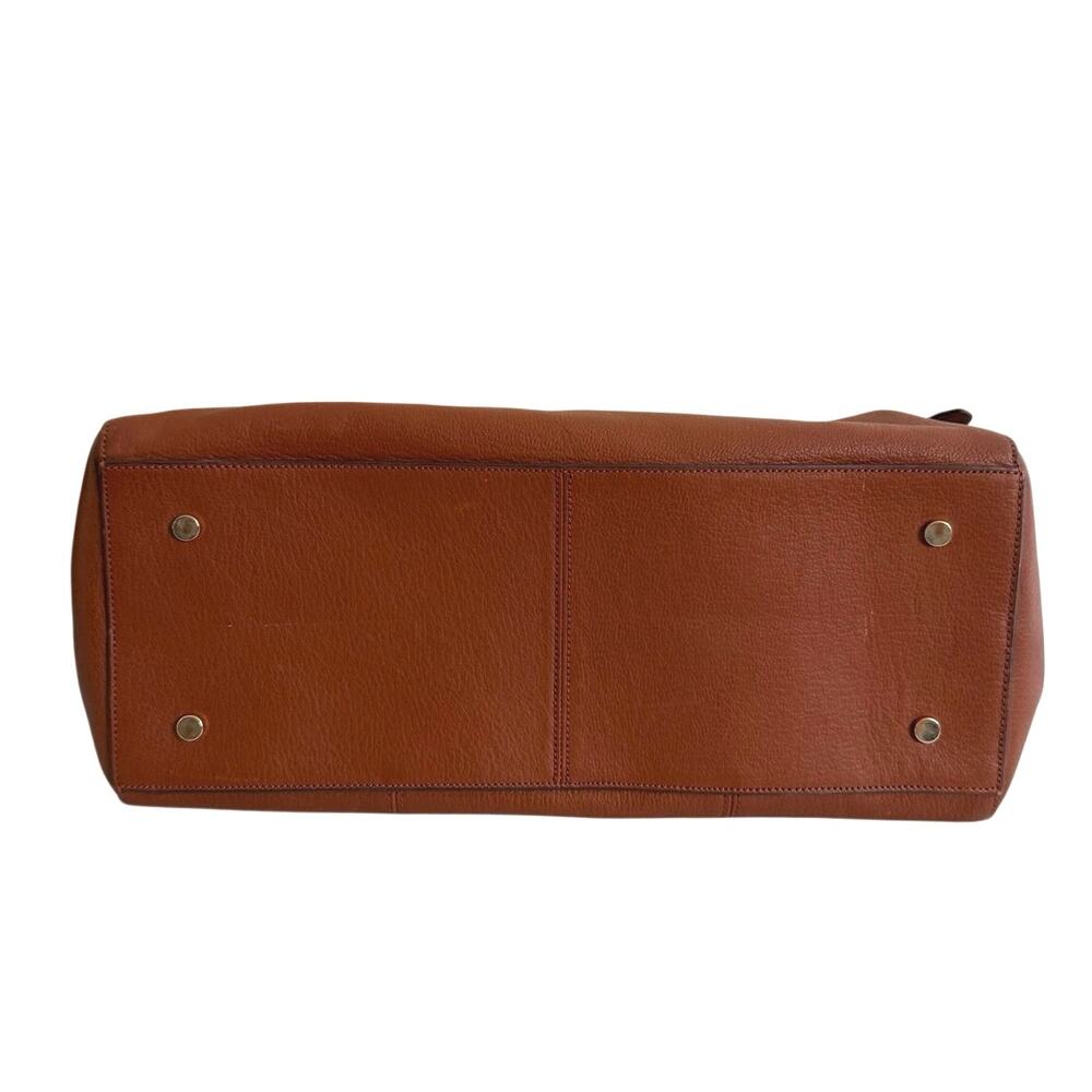 Cole Haan brown pebbled leather satchel tote belted detail - Picture 5 of 16